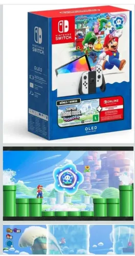 Bundle Nintendo switch oled + Super Mario Bros. Wonder + 3 Meses de Assinatura Lacrado