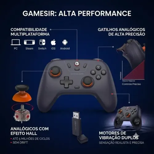 Controle GameSir Nova Lite (Na Caixa/Testado) - Analógicos Hall Effect, Multiplataforma