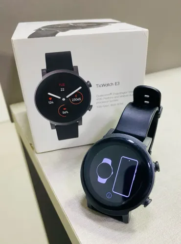 Smartwatch TicWatch E3 Mobvoi - Wear OS, NFC, GPS - Completo na Caixa