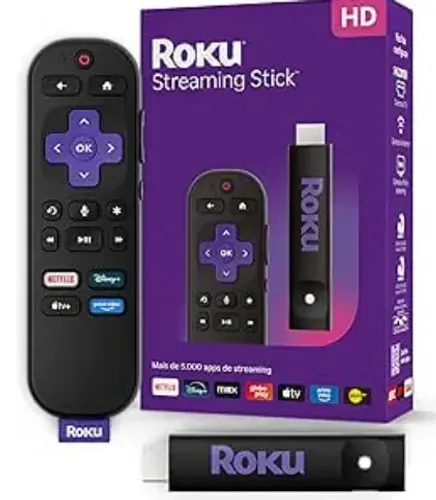 Roku Streaming Stick HD 2025 | Dispositivo de streaming para TV HD/FHD com controle remoto