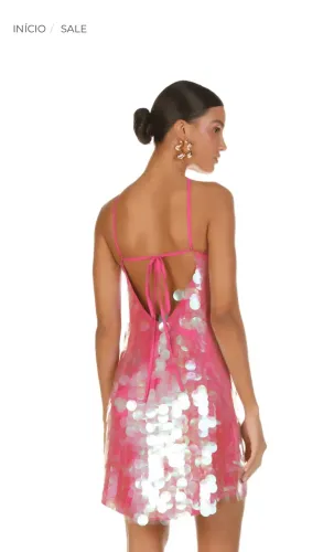 Vestido paetê rosa luleg