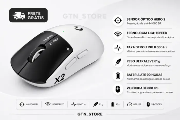 Mouse Gamer Sem Fio Logitech G PRO X2 SUPERSTRIKE Branco | O Melhor Mouse Gamer de 2026 