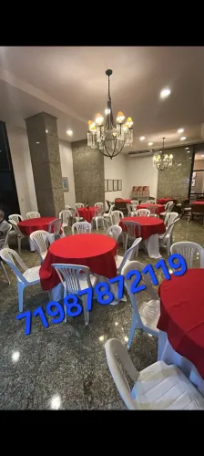 Alugamos mesas cadeiras toalhas e outros itens festa
