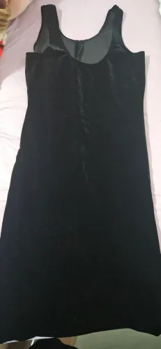 Vestido preto curto veludo P/M