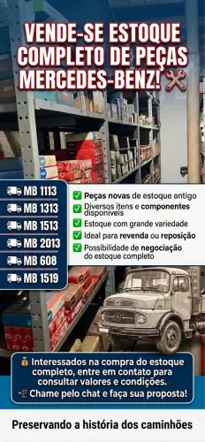 VENDE-SE ESTOQUE COMPLETO DE PEÇAS MERCEDES-BENZ! 