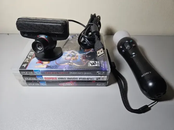 Camera PS3 (Playstation Eye) + Controle Move + 3 jogos