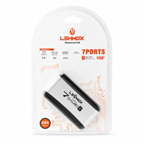 Hub USB 7 Portas LEY-88 USB 2.0 Expansor Adaptador Alta Velocidade para PC pode ser retira