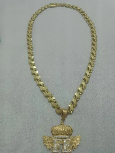 Corrente de prata folheada com banho de ouro