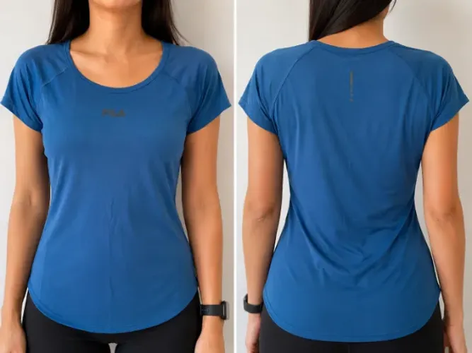 Camiseta Feminina Fila Azul Esportiva Treino Tam 38