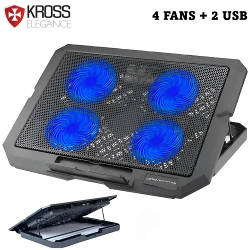 Suporte Base Gamer com 4 Fans para Notebook até 15.6", LED Azul e 2 Portas USB - Kross