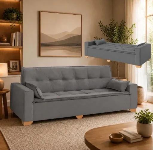 Sofá Bellagio Cama 2,18m Cinza