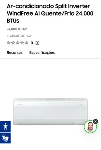 OFERTA - Ar condicionado Split Inverter Windfree AI Quente/Frio 24000 BTUs