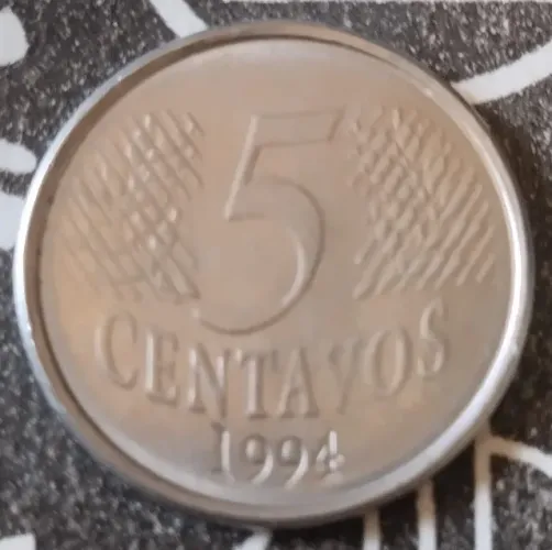 moeda 5 centavos 1994 cunho marcado