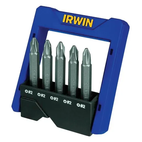 Ponteiras Power Bits Fenda Cruzada #2 50mm 5 Peças com Estojo Irwin 1865323