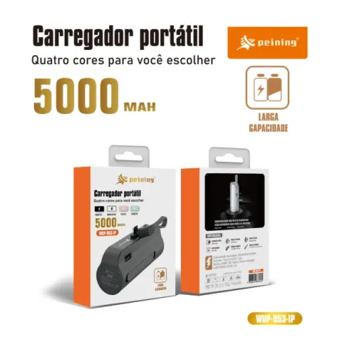 CARREGADOR PORTATIL POWER BANK 5000 MAH PEINING WUP-953IP