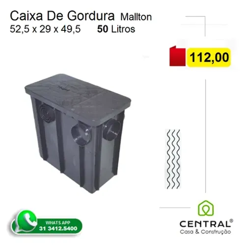 Caixa Gordura 525x290x495 Quadrada 50l Mallton