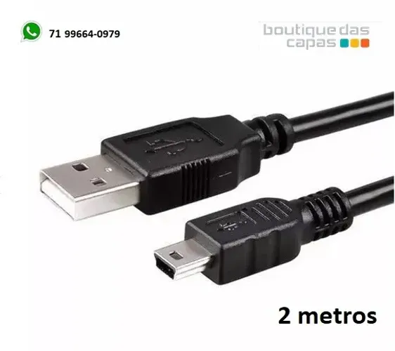 CABO USB X MINI USB V3 Usb Mini Para hd Gps Mp3 Mp4 Mp5 Mp6 PS3 - 2 Metros