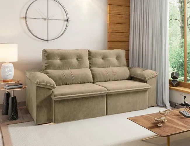 SOFÁ RETRÁTIL RECLINÁVEL 2,00M ESTRUTURA EM MADEIRA !! SUR12