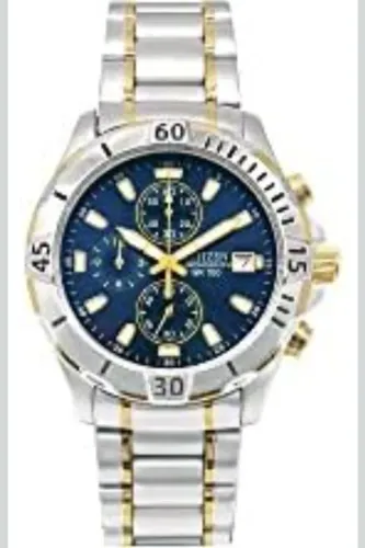 Relógio masculino Citizen Quartz, aço inoxidável, clássico, bicolor, modelo AN3394-59L