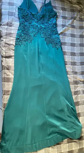 Vestido de festa longo verde água