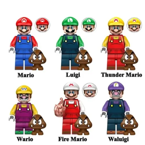 miniaturas blocos de montar turma do mario luigi wario 