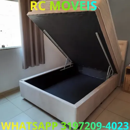 Cama Box Baú Casal Inteiriço - Madeira Anticupim e Sistema Pneumático