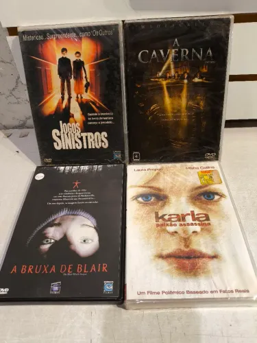 Dvd  jogos sinistros/ A caverna/ A Bruxa de Blair / Karla - Paixão assassina 4 unidades 