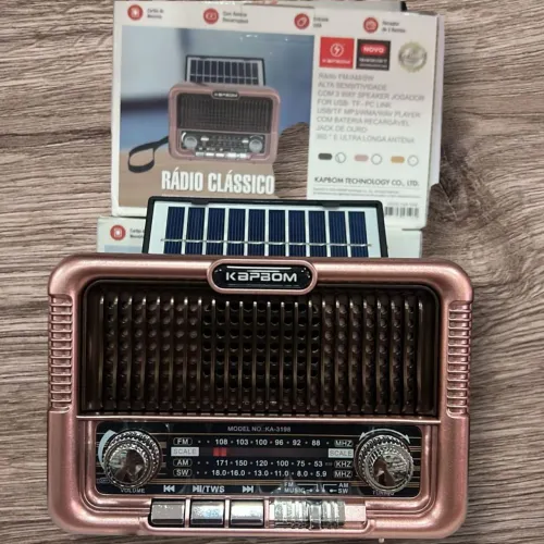 Rádio Clássico KAPBOM KA-3198 com Painel Solar