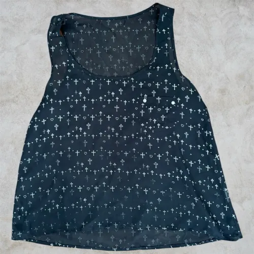 Blusa transparente de estampa de cruzes