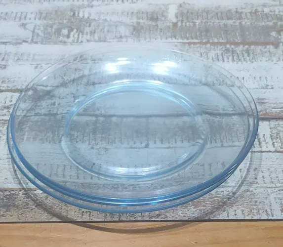 Conjunto com 3 pratos largos transparentes Duralex - vintage, excelente estado