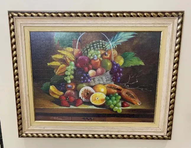 Quadro Quebra-Cabeças Montado 500 peças Cesta de Frutas (com Moldura e Vidro)