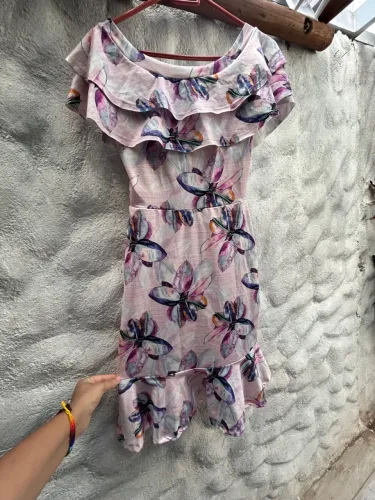 Vestido sereia floral com babados veste 40/42