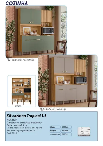 Armário de Cozinha Tropical - 1,60 Largura - Promoção 