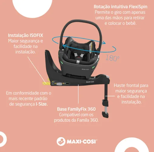 Bebê Conforto Maxi-Cosi Pebble 360 Pro² com Base FamilyFix Twillic Graphite