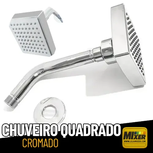 Ducha Chuveiro Quadrado Aquecedor Gás E Solar Flatt Cromado _ CS213