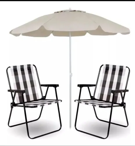 Conjunto Sombreiro de alumínio Forte com 2 cadeiras Alumínio praia