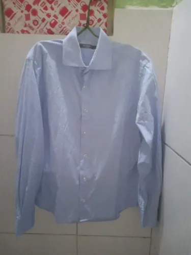Camisa Social Manga Longa Azul Claro Masculina
