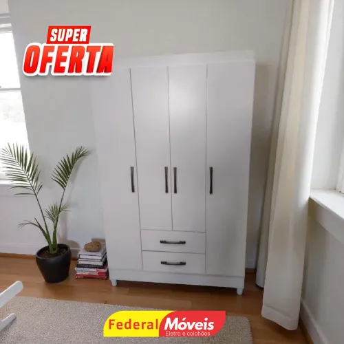 Guarda Roupa 4 Portas 2 Gavetas 1,11m Promoção - Entregamos