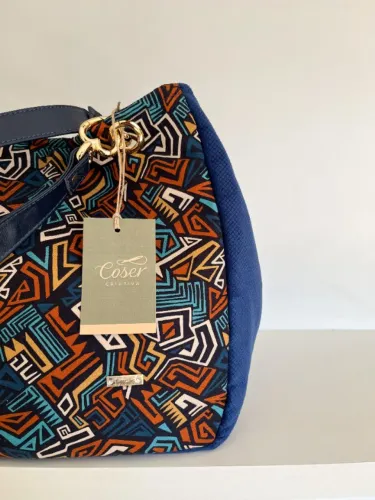Bolsa Tiracolo Azul Feminina com Alça Regulável em Couro