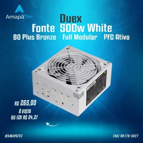 Fonte Duex 500W 80 Plus Bronze Full Modular