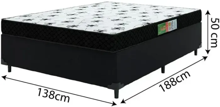 Conjunto Cama Box Casal 1,38m - Colchão D20 + Base Suede