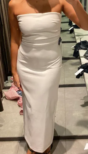Vestido sem alça branco Zara