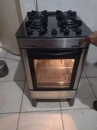 Fogão esmaltec 4 bocas todo de vidro e inox praticamente novo pra hj temos entrega e elet.