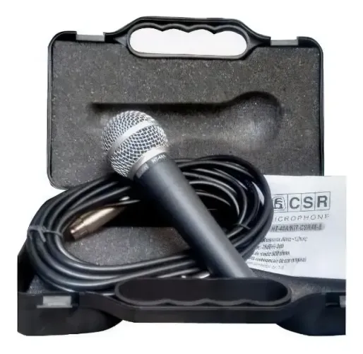 Microfone Dinâmico CSR Ht48A Unidirecional de Mão com Cabo