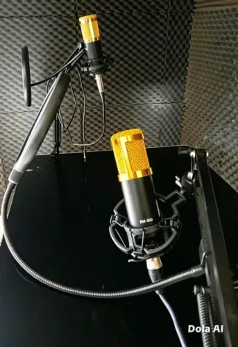 R$ 200-02 microfones BM800 com pedestal articulado aranha e pop filter .novos