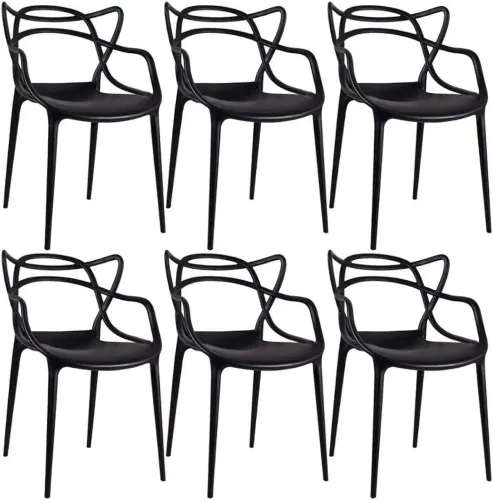 Kit 6 Cadeiras de Jantar Allegra Berrini Preta