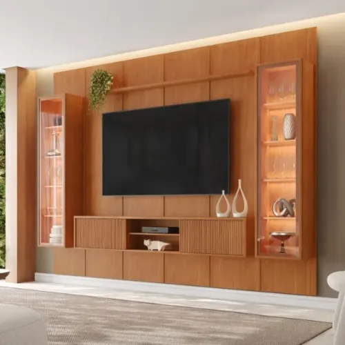 Painel + Rack + 2 Cristaleiras Dominus 2,80m 100% MDF Novo! Pronta Entrega!