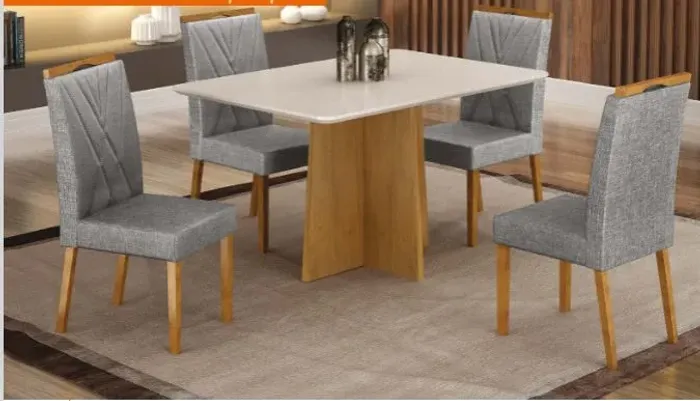 Mesa de jantar de 4 cadeiras Madeira Maciça 