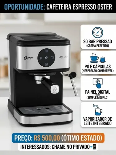 Cafeteira Espresso Double Digital Oster Cor Aço escovado e Preto