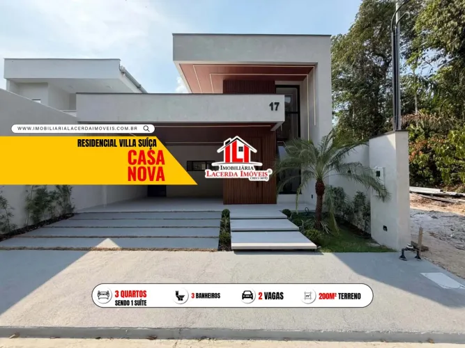 Residencial Villa Suíça - Casa Térrea 3 Quartos 1 Suíte com Espaço Gourmet e Acabamento Mo